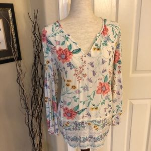 Old Navy Cream Floral Blouse Sz L